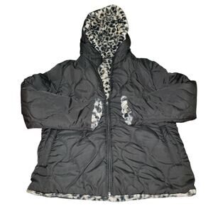 Classic Concepts Reversible Leopard  Print Winter Jacket Sz M Warm Cozy Coat